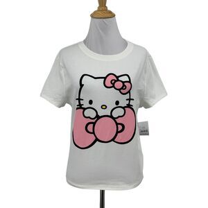 Hello Kitty T Shirt Women XS Extra Small White Sanrio Short Sleeve Stretch *READ